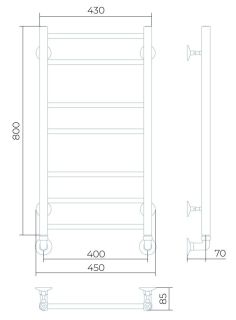 Водяной полотенцесушитель Larusso Джаз премиум8 П7 40x80см хром 467007853565